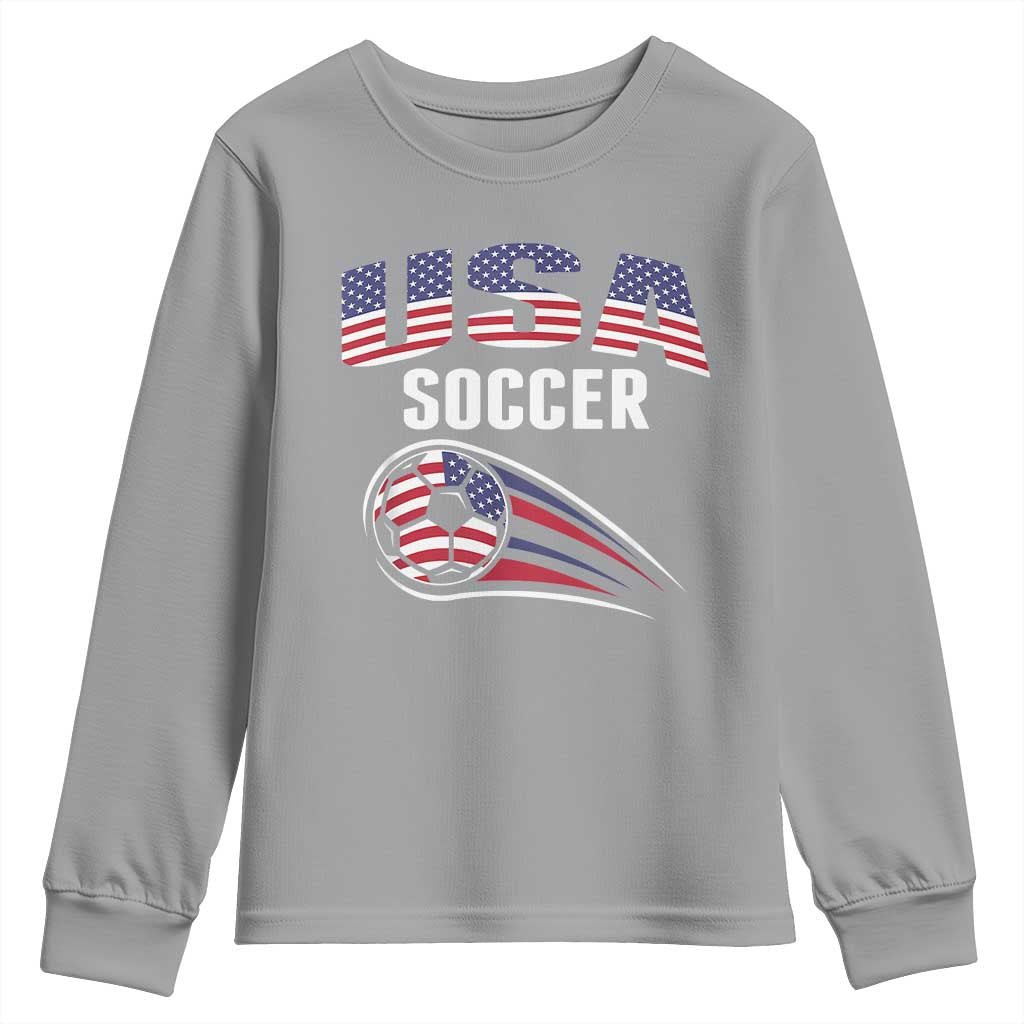 Patriotic USA Soccer Stars and Stripes Graphic Youth Sweatshirt American Football Fan Game Day Spirit