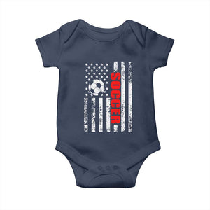 Distressed USA Flag Soccer Player Baby Onesie Patriotic American Football Lover
