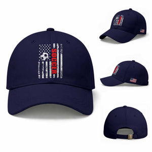 Distressed USA Flag Soccer Player Baseball Cap Patriotic American Football Lover
