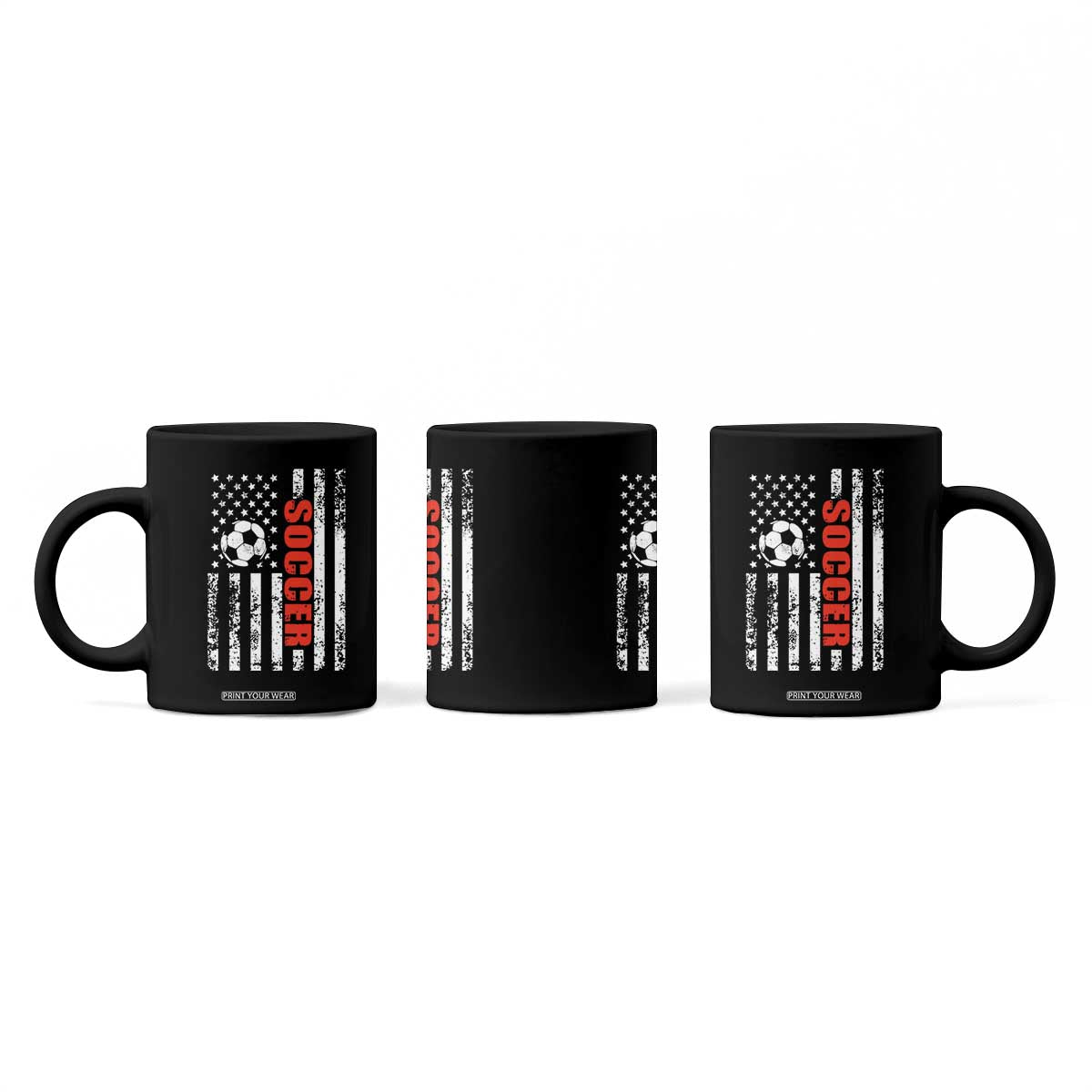 Distressed USA Flag Soccer Player Coffee Mug Patriotic American Football Lover