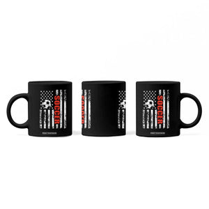 Distressed USA Flag Soccer Player Coffee Mug Patriotic American Football Lover
