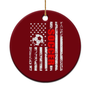 Distressed USA Flag Soccer Player Ceramic Ornament Patriotic American Football Lover