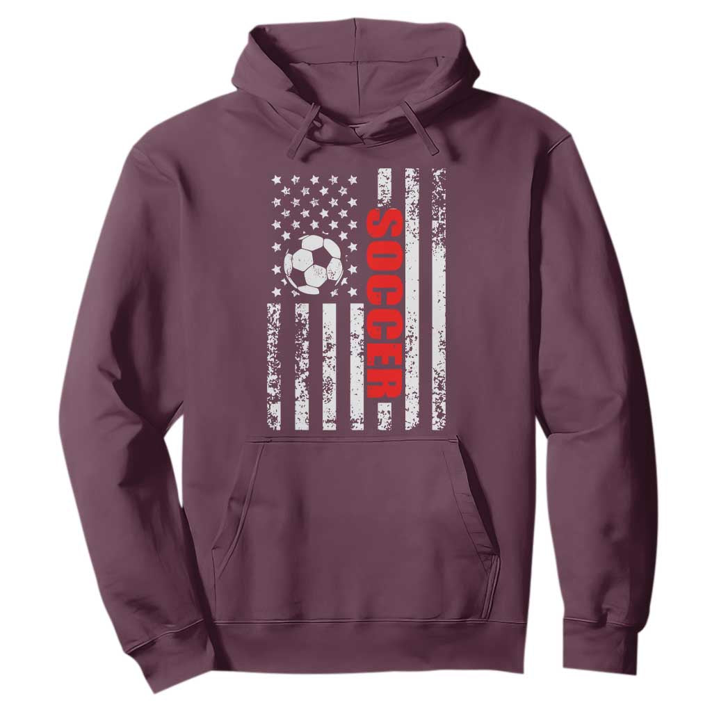 Distressed USA Flag Soccer Player Hoodie Patriotic American Football Lover