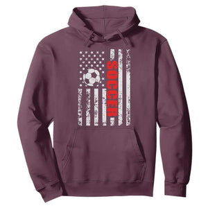 Distressed USA Flag Soccer Player Hoodie Patriotic American Football Lover