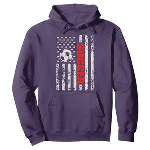 Distressed USA Flag Soccer Player Hoodie Patriotic American Football Lover