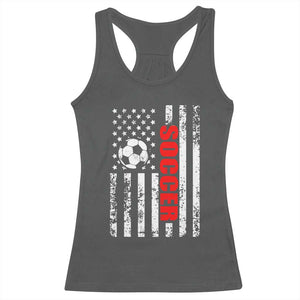 Distressed USA Flag Soccer Player Racerback Tank Top Patriotic American Football Lover