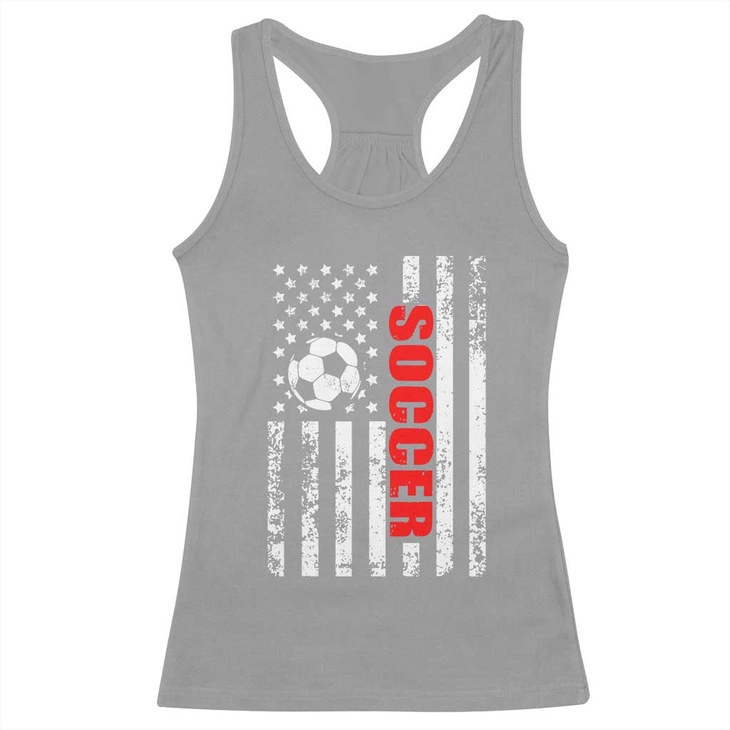 Distressed USA Flag Soccer Player Racerback Tank Top Patriotic American Football Lover