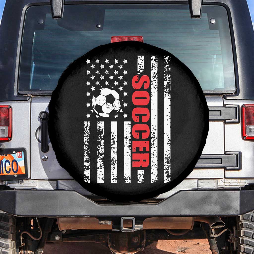 Distressed USA Flag Soccer Player Spare Tire Cover Patriotic American Football Lover