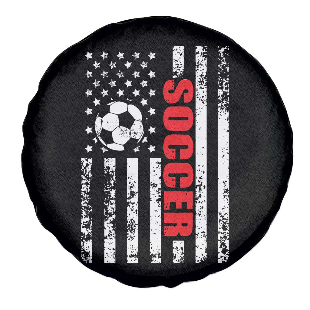 Distressed USA Flag Soccer Player Spare Tire Cover Patriotic American Football Lover
