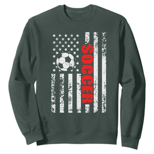 Distressed USA Flag Soccer Player Sweatshirt Patriotic American Football Lover
