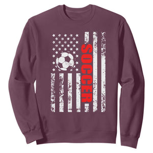 Distressed USA Flag Soccer Player Sweatshirt Patriotic American Football Lover
