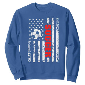Distressed USA Flag Soccer Player Sweatshirt Patriotic American Football Lover