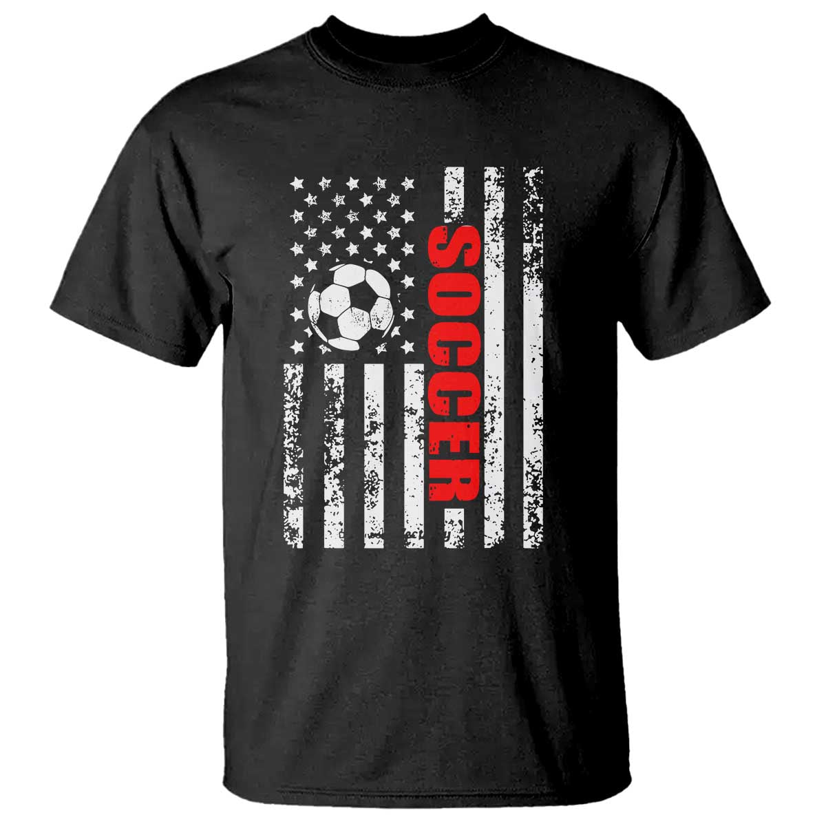 Distressed USA Flag Soccer Player T Shirt Patriotic American Football Lover