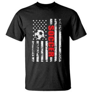 Distressed USA Flag Soccer Player T Shirt Patriotic American Football Lover