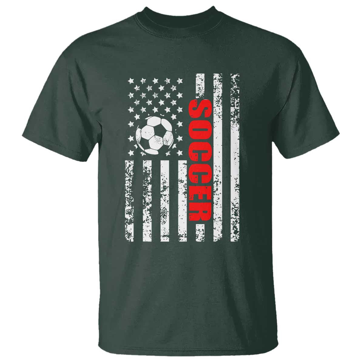 Distressed USA Flag Soccer Player T Shirt Patriotic American Football Lover