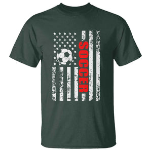 Distressed USA Flag Soccer Player T Shirt Patriotic American Football Lover