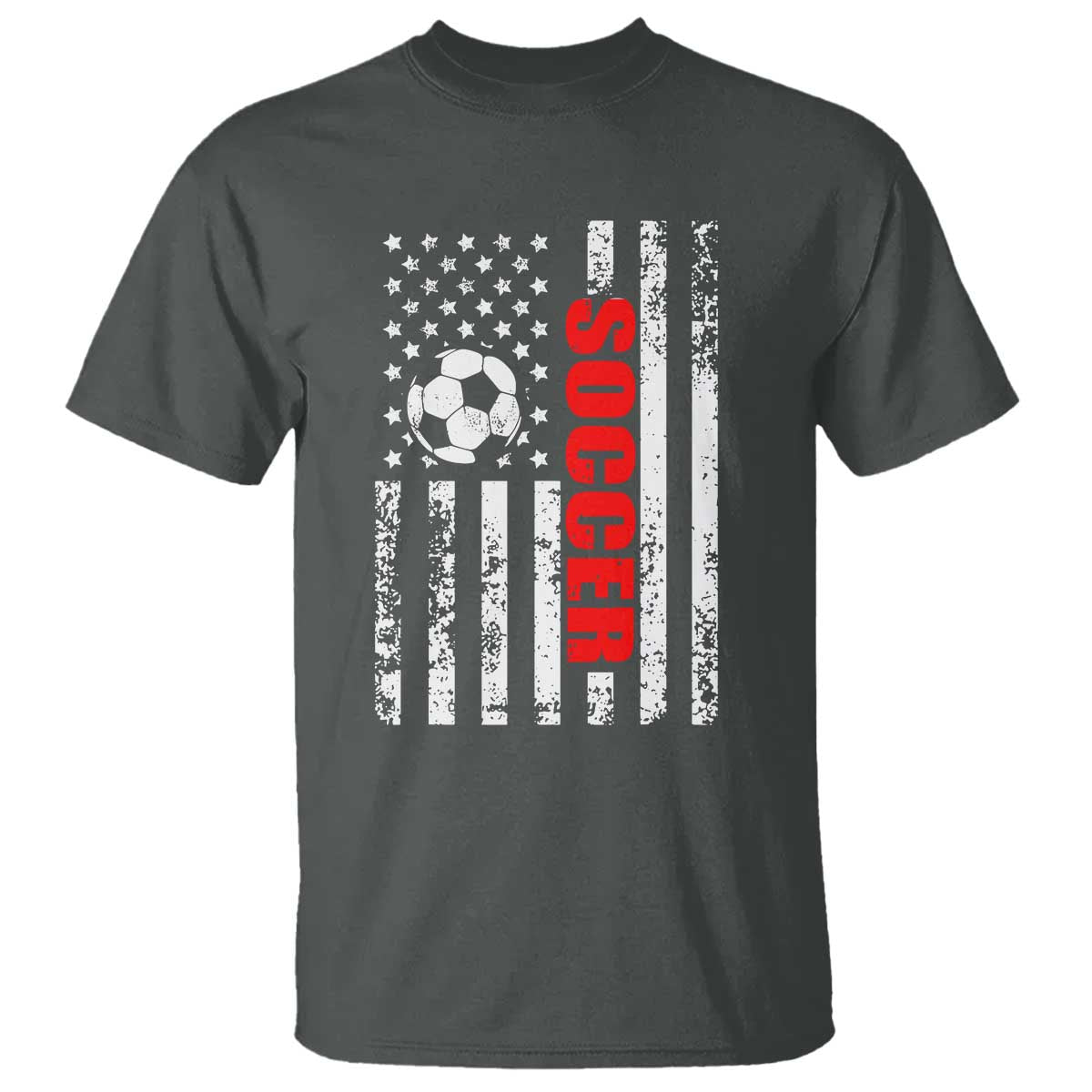 Distressed USA Flag Soccer Player T Shirt Patriotic American Football Lover