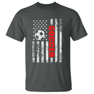 Distressed USA Flag Soccer Player T Shirt Patriotic American Football Lover