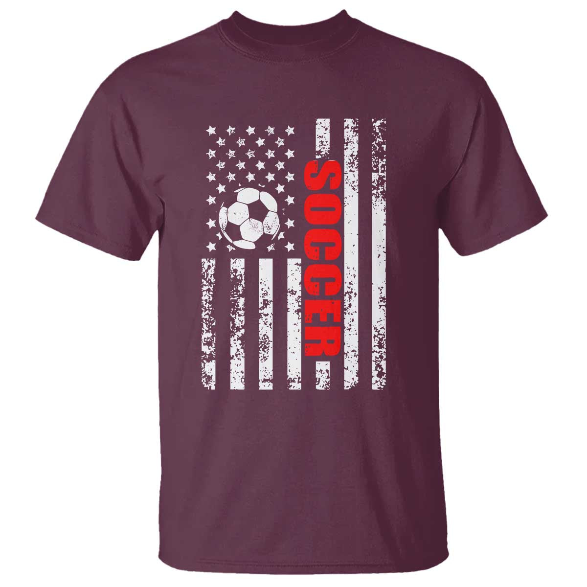 Distressed USA Flag Soccer Player T Shirt Patriotic American Football Lover
