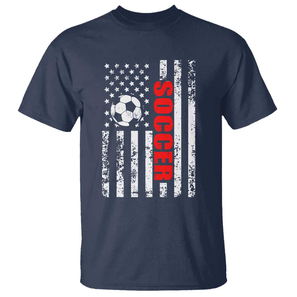 Distressed USA Flag Soccer Player T Shirt Patriotic American Football Lover