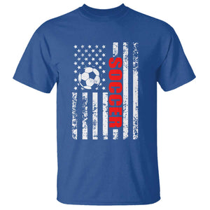 Distressed USA Flag Soccer Player T Shirt Patriotic American Football Lover