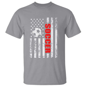 Distressed USA Flag Soccer Player T Shirt Patriotic American Football Lover