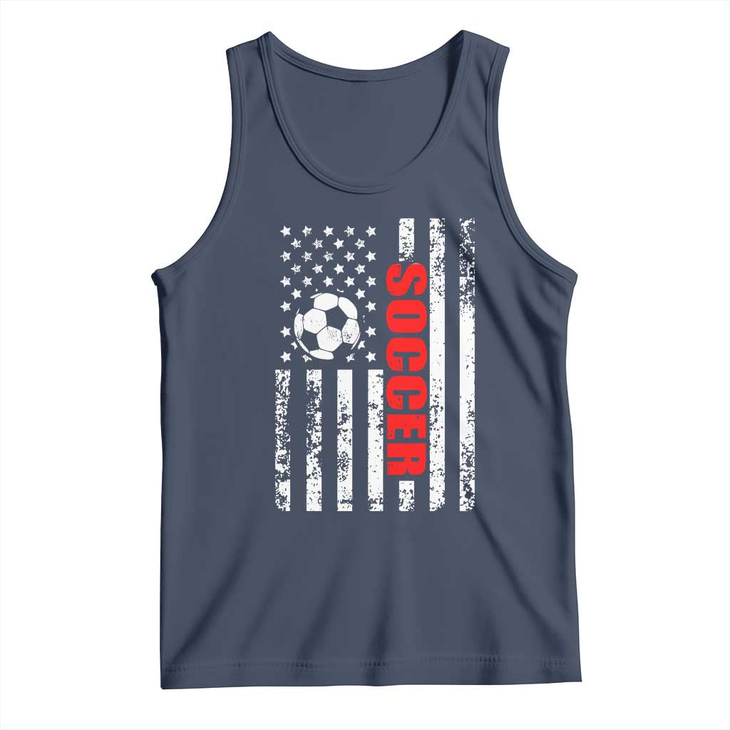 Distressed USA Flag Soccer Player Tank Top Patriotic American Football Lover