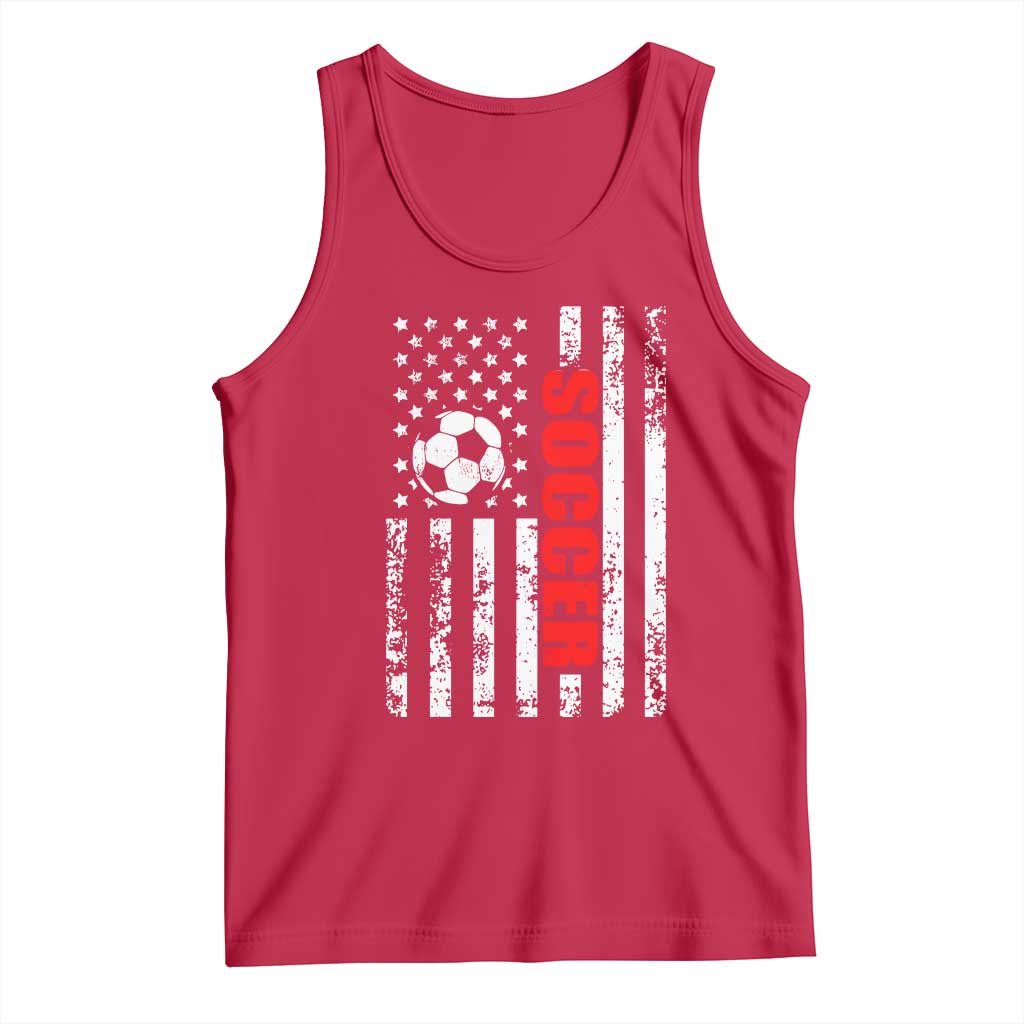 Distressed USA Flag Soccer Player Tank Top Patriotic American Football Lover