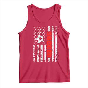Distressed USA Flag Soccer Player Tank Top Patriotic American Football Lover