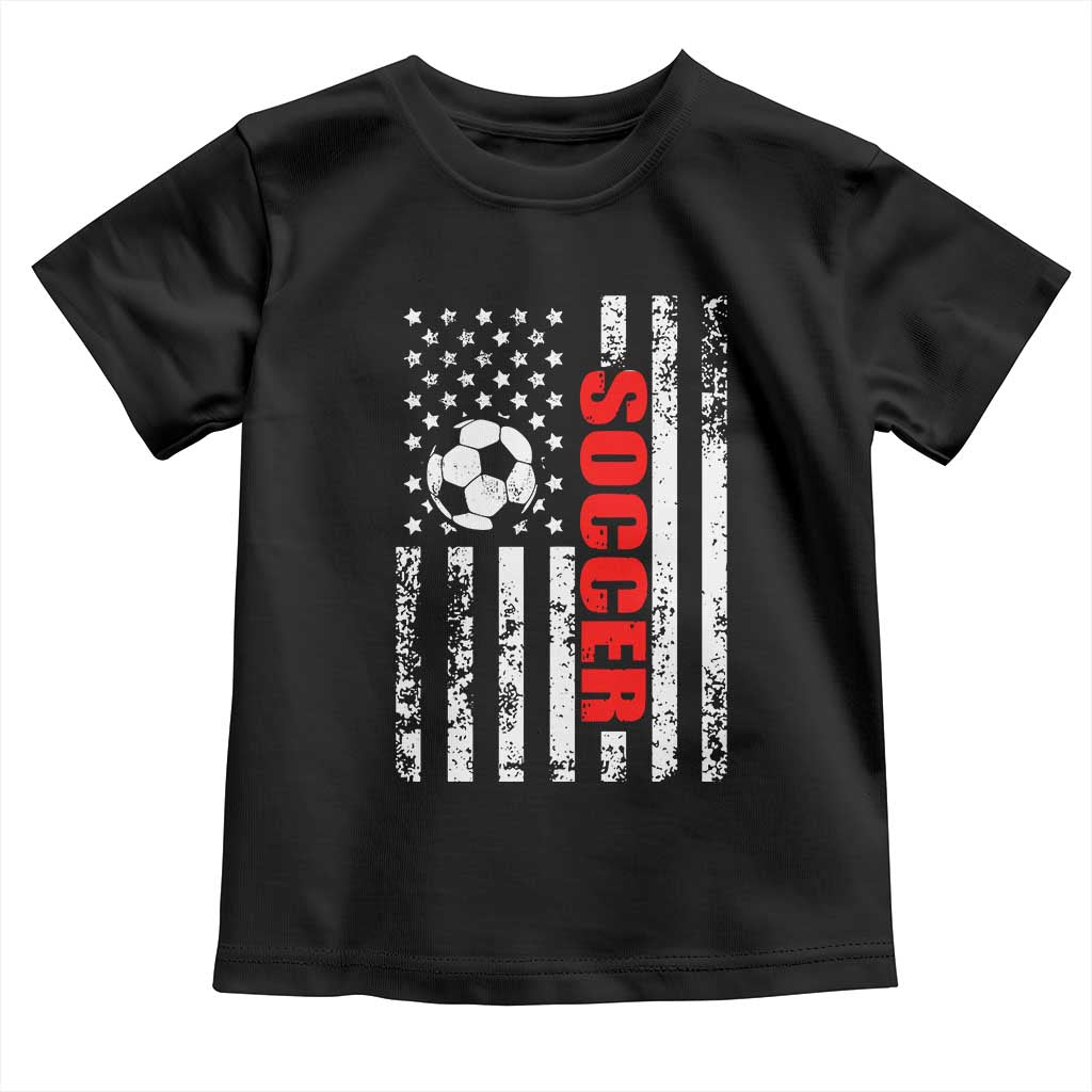 Distressed USA Flag Soccer Player Toddler T Shirt Patriotic American Football Lover TS02 Black Print Your Wear