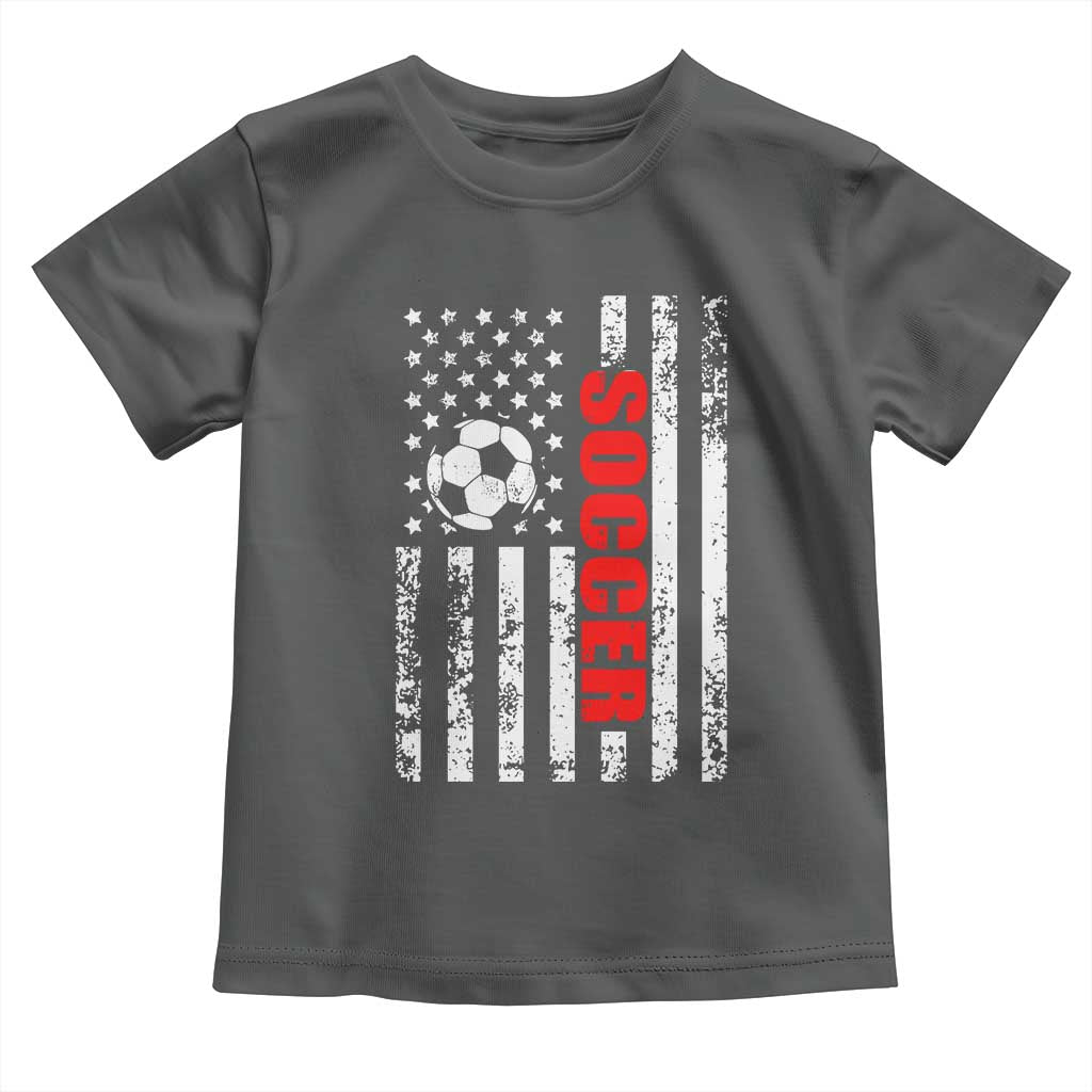 Distressed USA Flag Soccer Player Toddler T Shirt Patriotic American Football Lover