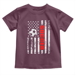 Distressed USA Flag Soccer Player Toddler T Shirt Patriotic American Football Lover