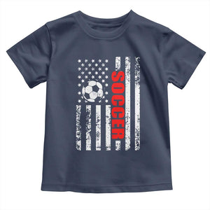 Distressed USA Flag Soccer Player Toddler T Shirt Patriotic American Football Lover