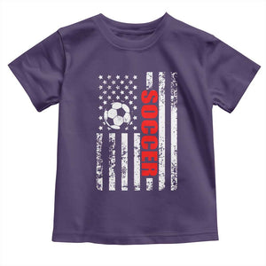 Distressed USA Flag Soccer Player Toddler T Shirt Patriotic American Football Lover