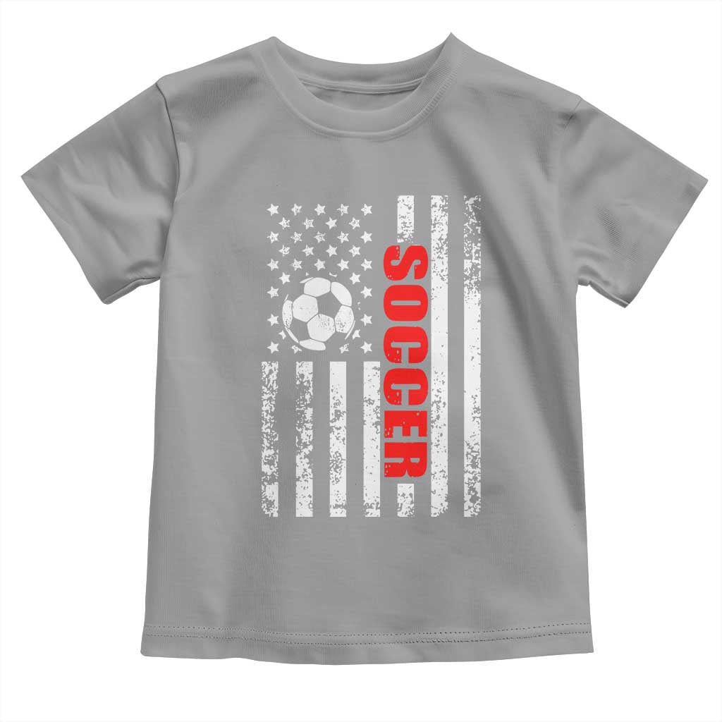 Distressed USA Flag Soccer Player Toddler T Shirt Patriotic American Football Lover