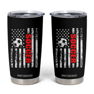 Distressed USA Flag Soccer Player Tumbler Cup Patriotic American Football Lover