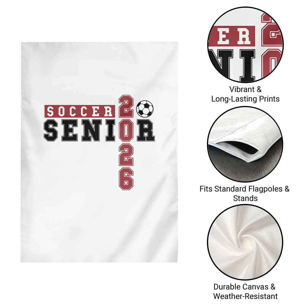 Soccer Senior Class of 2026 Typography Graphic Garden Flag High School Varsity Athlete Graduation Gift
