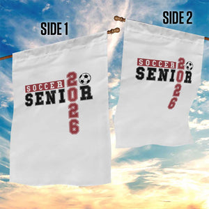 Soccer Senior Class of 2026 Typography Graphic Garden Flag High School Varsity Athlete Graduation Gift