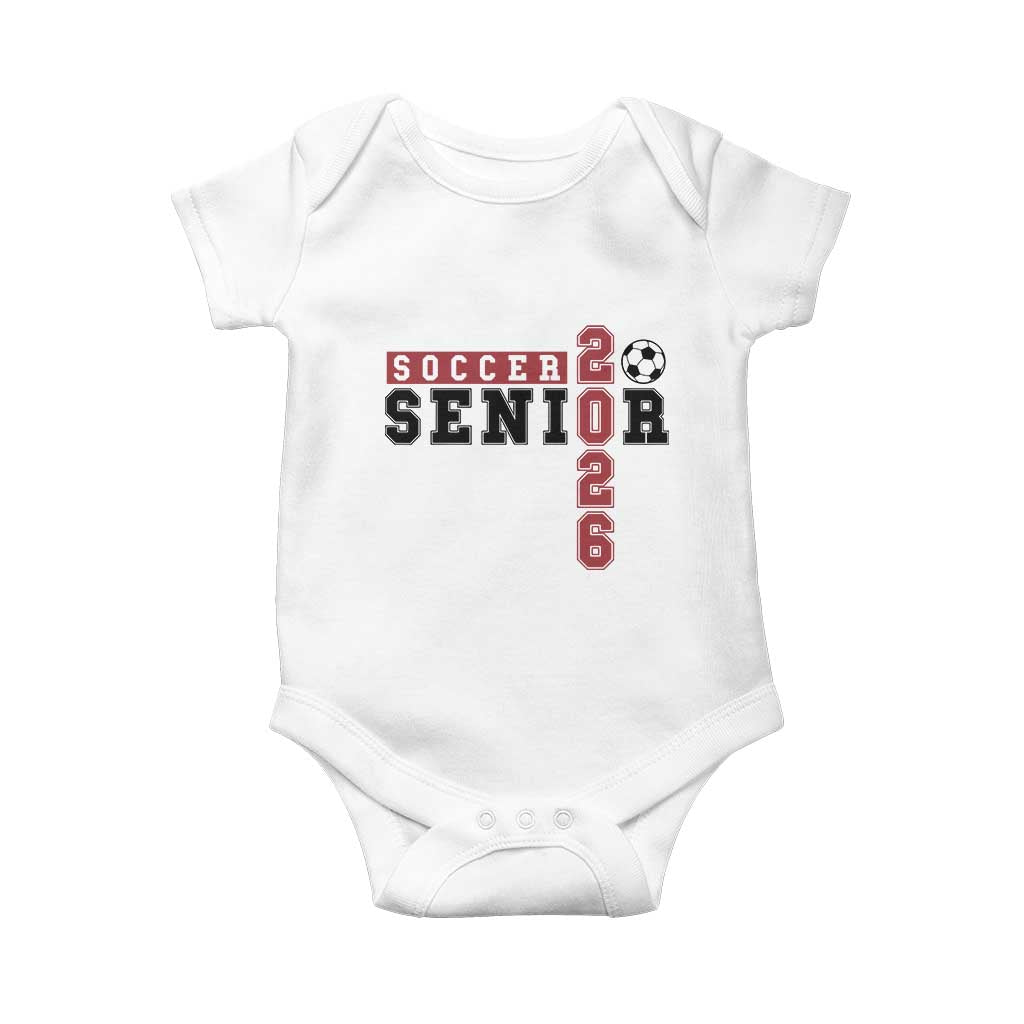 Soccer Senior Class of 2026 Typography Graphic Baby Onesie High School Varsity Athlete Graduation Gift
