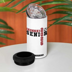 Soccer Senior Class of 2026 Typography Graphic 4 in 1 Can Cooler Tumbler High School Varsity Athlete Graduation Gift