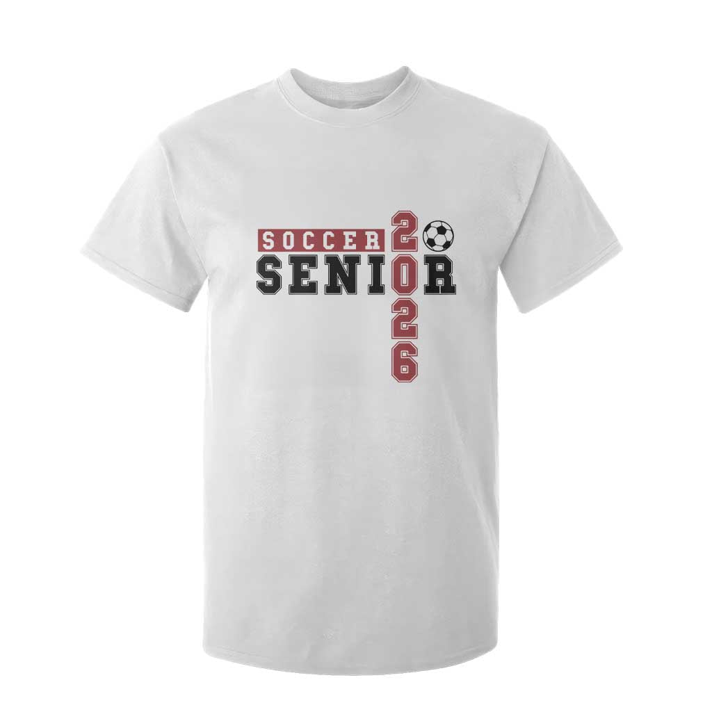 Soccer Senior Class of 2026 Typography Graphic T Shirt For Kid High School Varsity Athlete Graduation Gift
