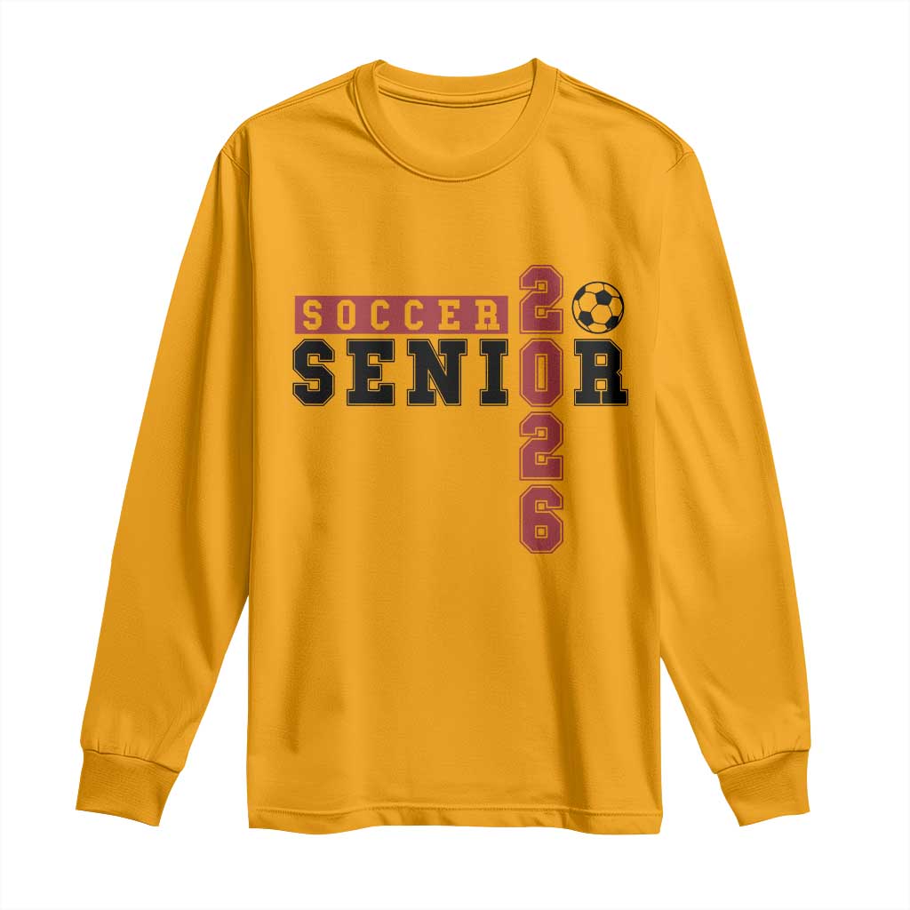 Soccer Senior Class of 2026 Typography Graphic Long Sleeve Shirt High School Varsity Athlete Graduation Gift