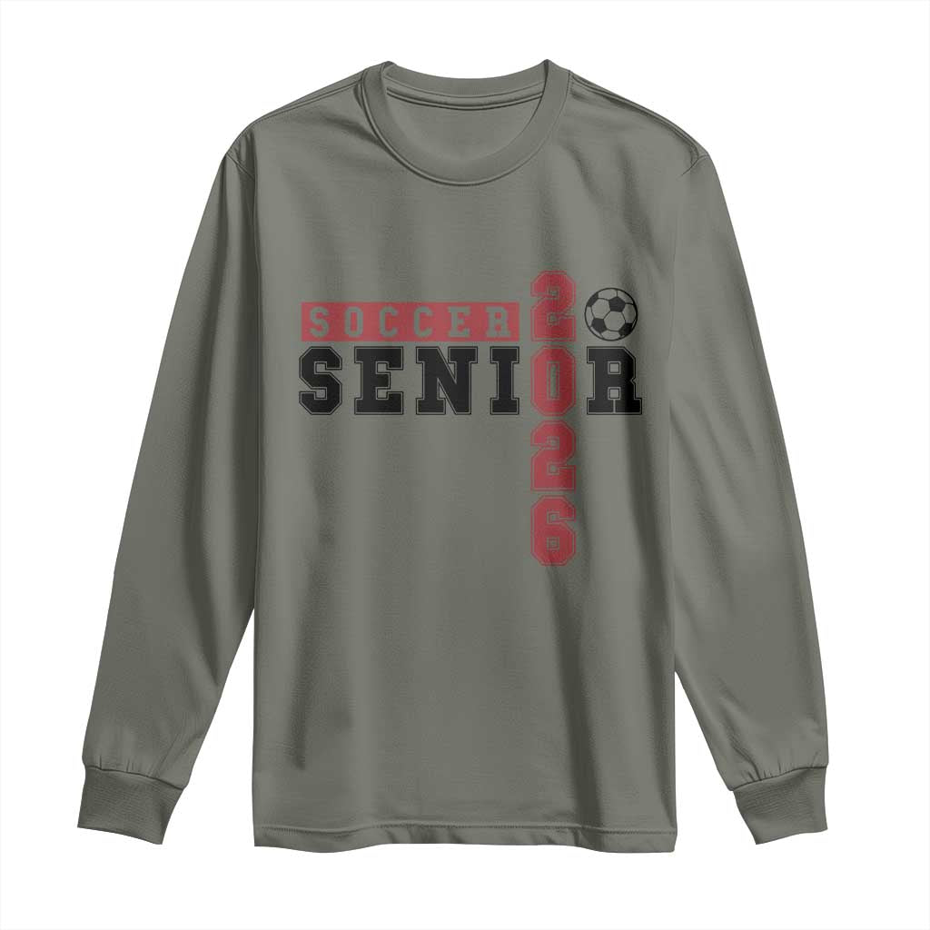 Soccer Senior Class of 2026 Typography Graphic Long Sleeve Shirt High School Varsity Athlete Graduation Gift