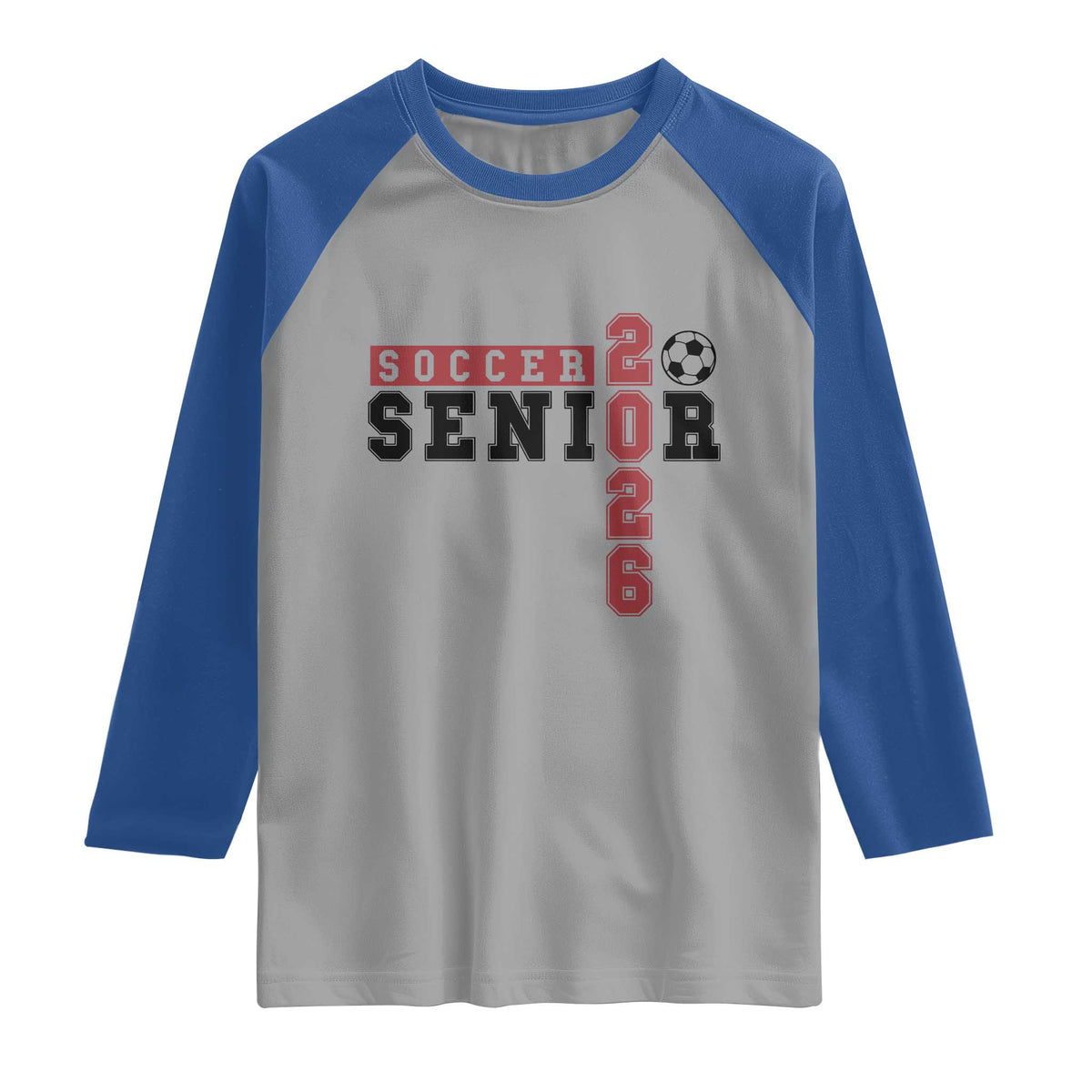 Soccer Senior Class of 2026 Typography Graphic Raglan Shirt High School Varsity Athlete Graduation Gift