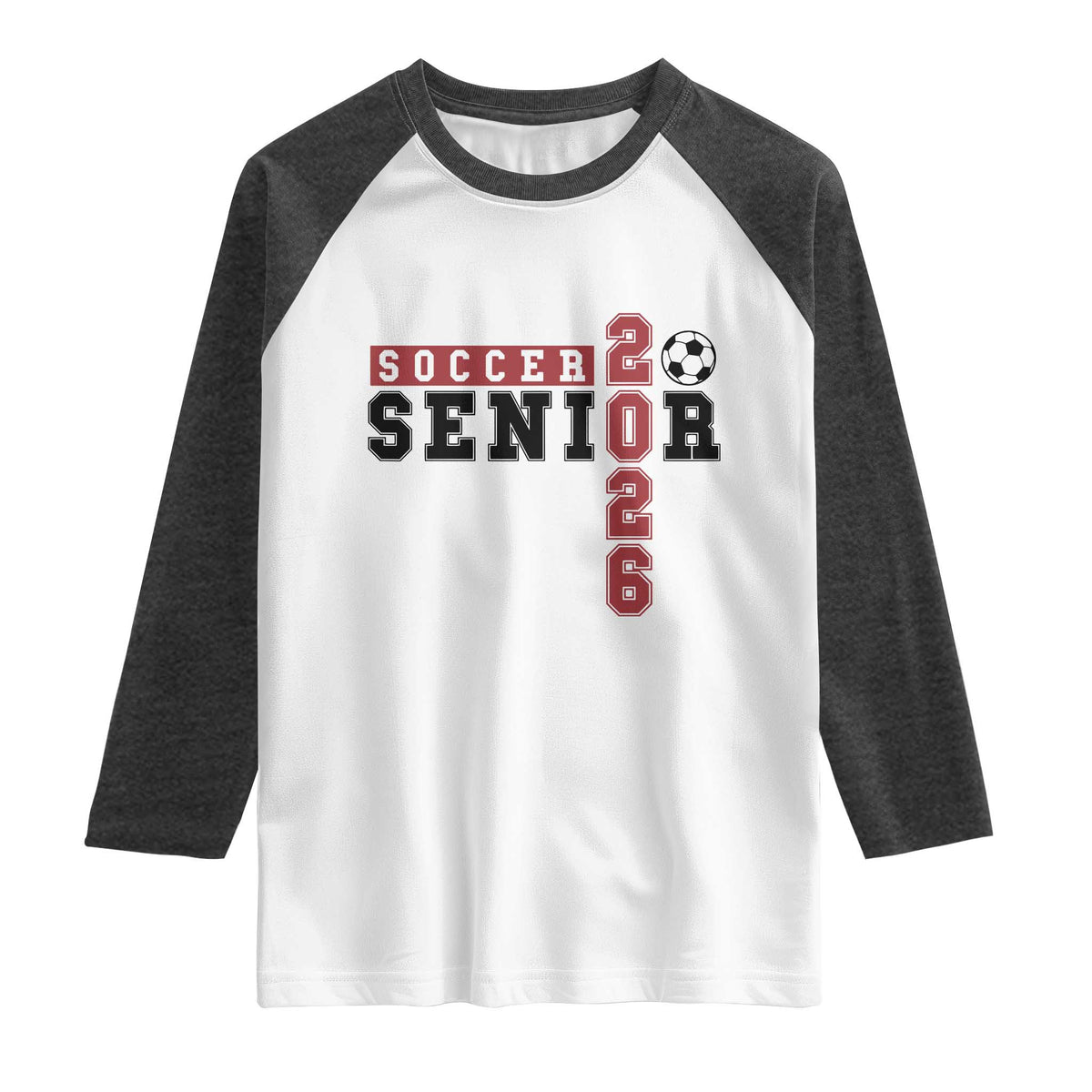 Soccer Senior Class of 2026 Typography Graphic Raglan Shirt High School Varsity Athlete Graduation Gift