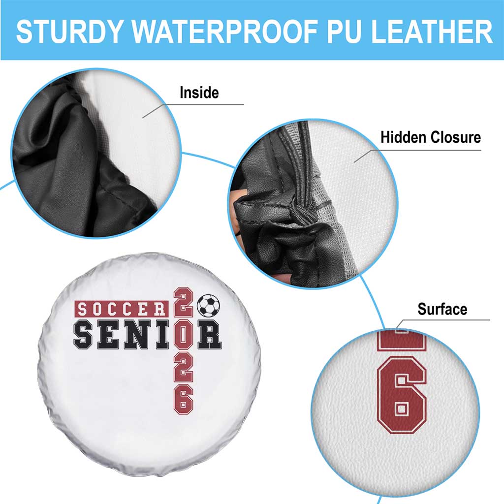 Soccer Senior Class of 2026 Typography Graphic Spare Tire Cover High School Varsity Athlete Graduation Gift