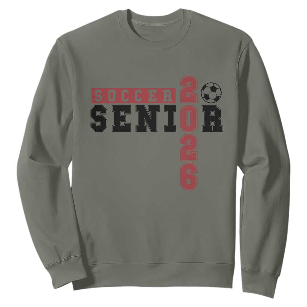 Soccer Senior Class of 2026 Typography Graphic Sweatshirt High School Varsity Athlete Graduation Gift