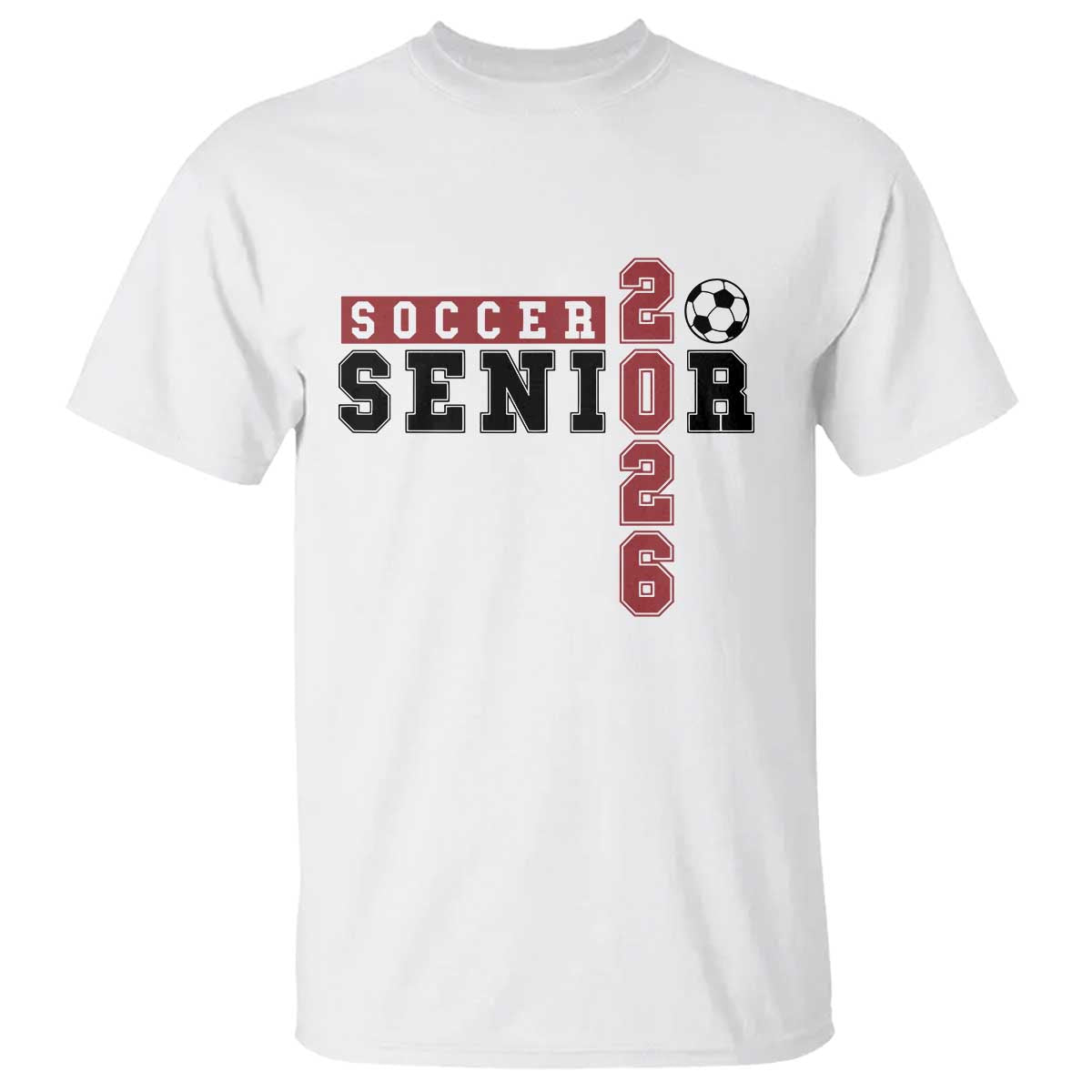 Soccer Senior Class of 2026 Typography Graphic T Shirt High School Varsity Athlete Graduation Gift