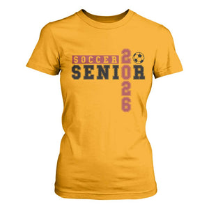 Soccer Senior Class of 2026 Typography Graphic T Shirt For Women High School Varsity Athlete Graduation Gift