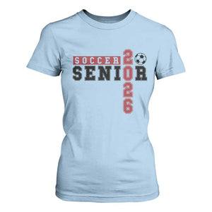 Soccer Senior Class of 2026 Typography Graphic T Shirt For Women High School Varsity Athlete Graduation Gift